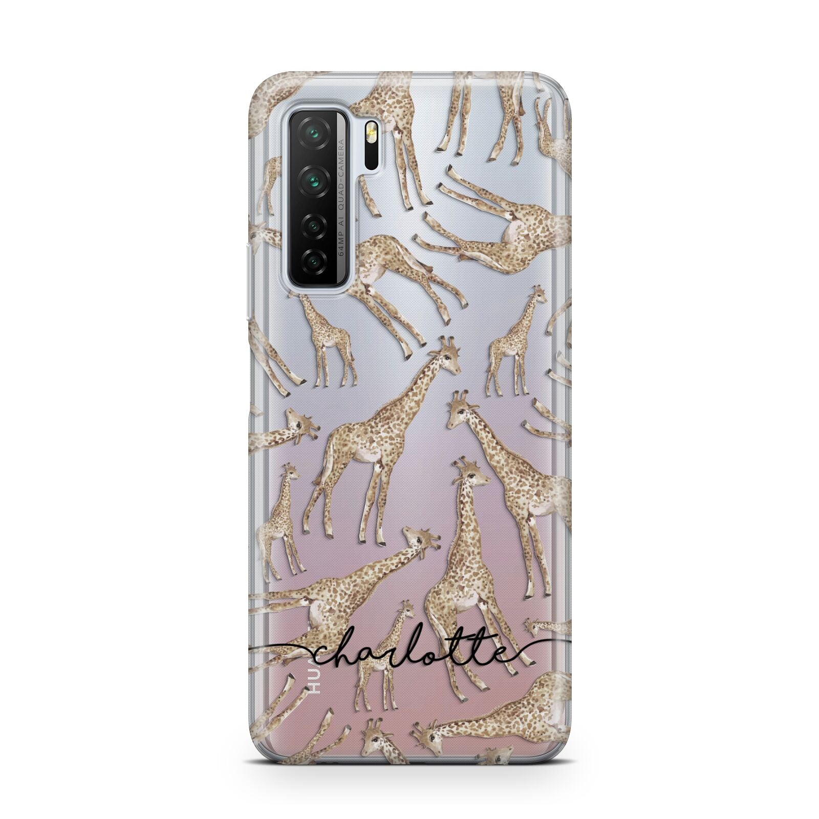 Personalised Giraffes with Name Huawei P40 Lite 5G Phone Case