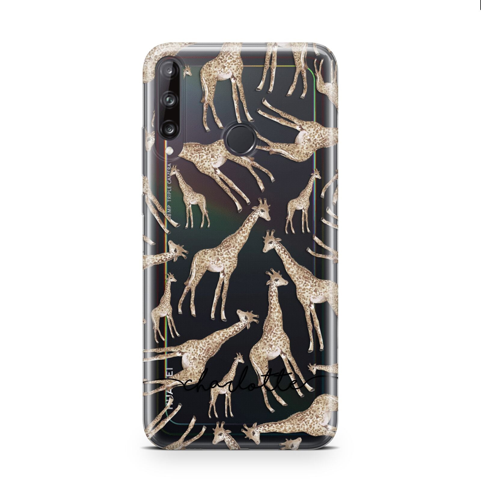 Personalised Giraffes with Name Huawei P40 Lite E Phone Case