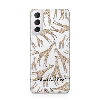 Personalised Giraffes with Name Samsung S21 Case