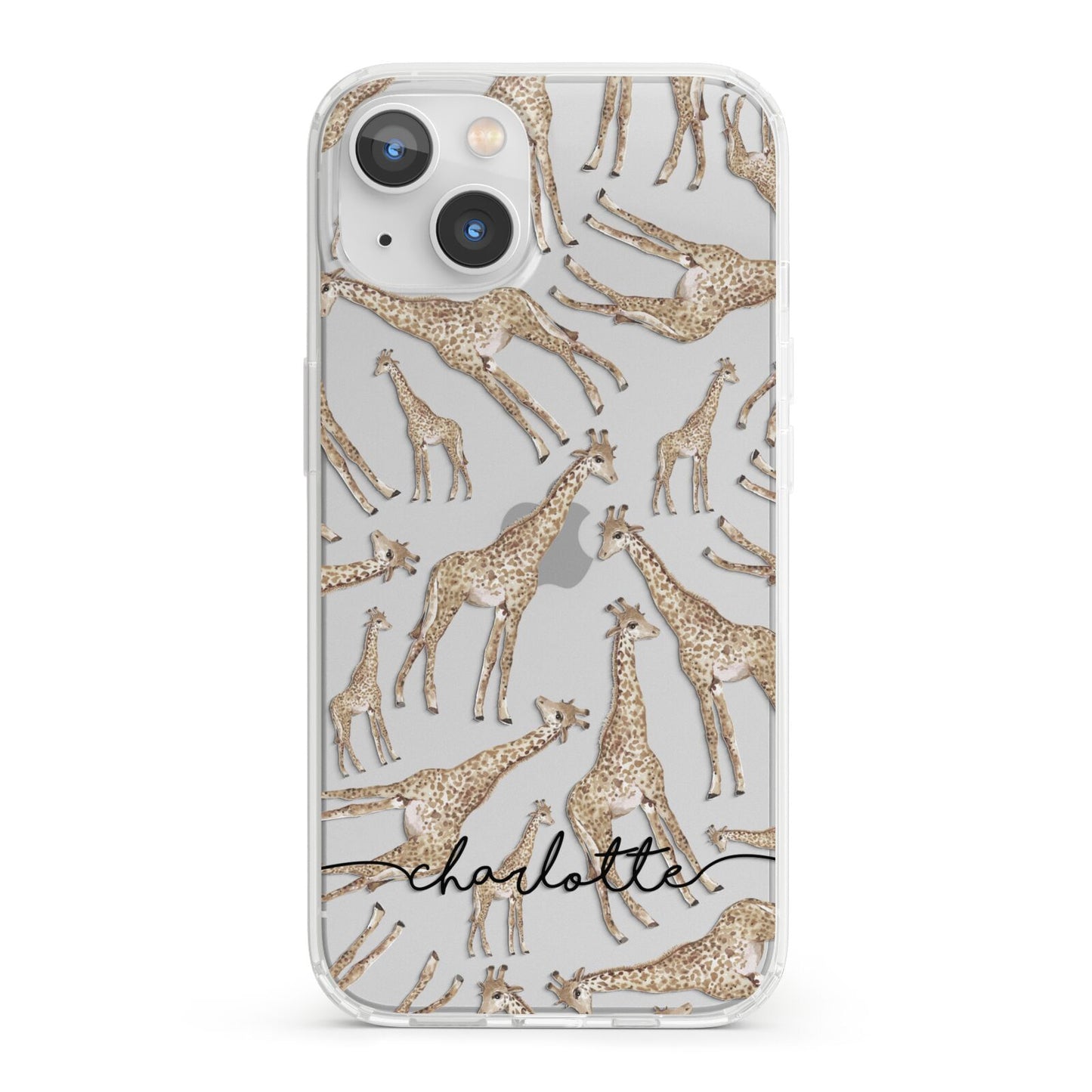 Personalised Giraffes with Name iPhone 13 Clear Bumper Case