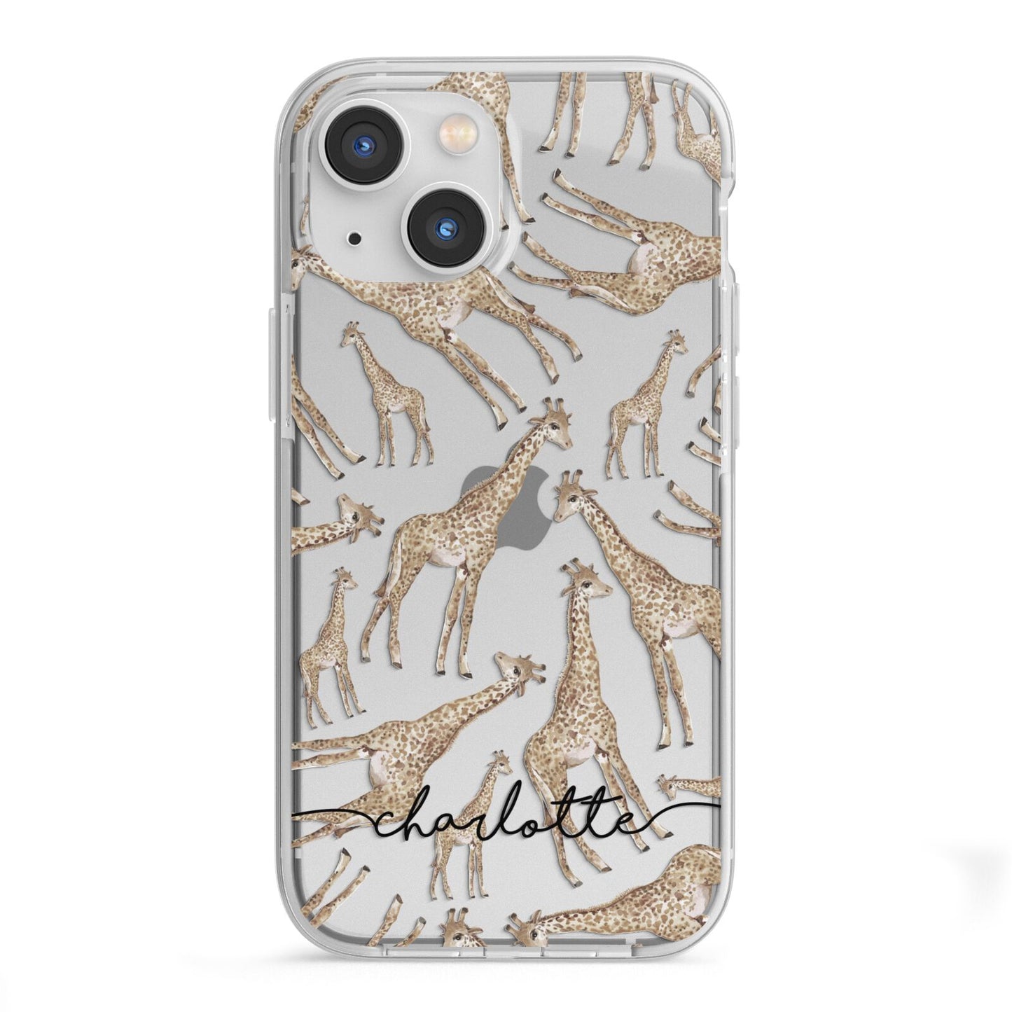 Personalised Giraffes with Name iPhone 13 Mini TPU Impact Case with White Edges