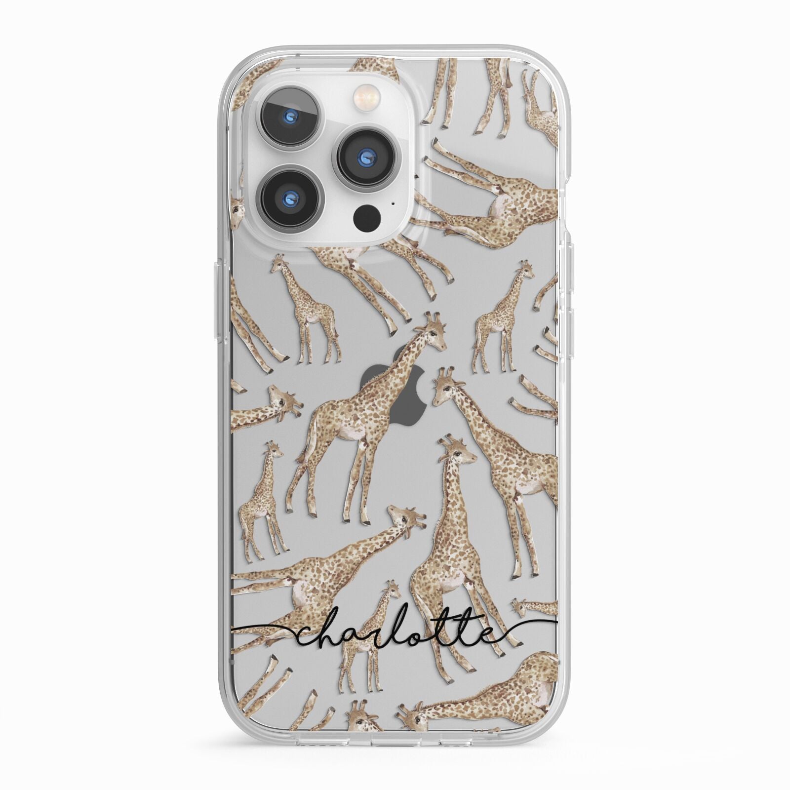 Personalised Giraffes with Name iPhone 13 Pro TPU Impact Case with White Edges