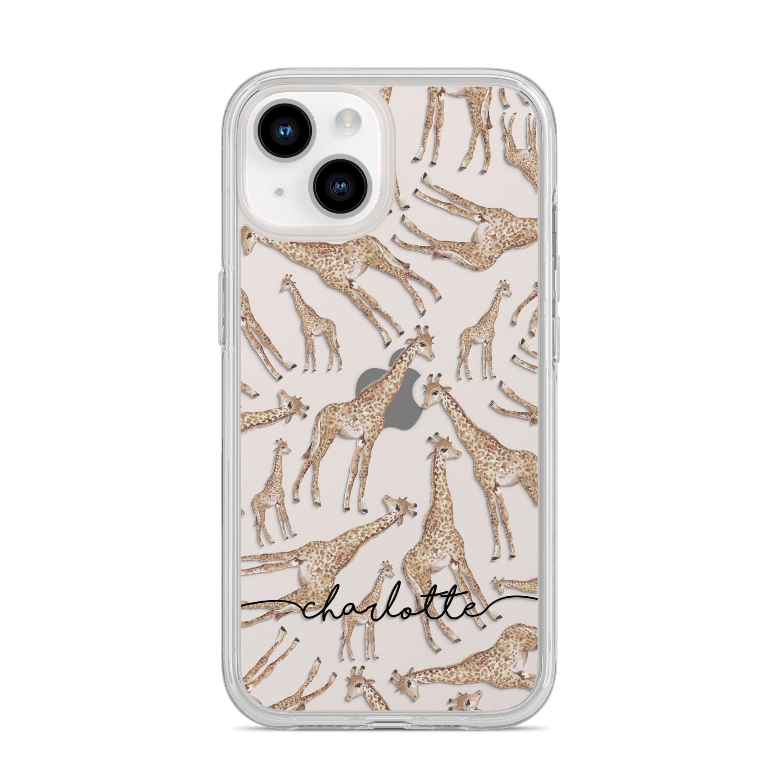 Personalised Giraffes with Name iPhone 14 Clear Tough Case Starlight
