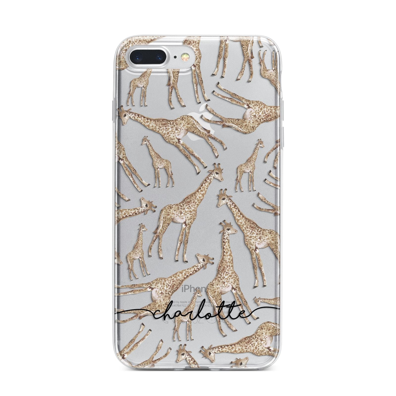 Personalised Giraffes with Name iPhone 7 Plus Bumper Case on Silver iPhone