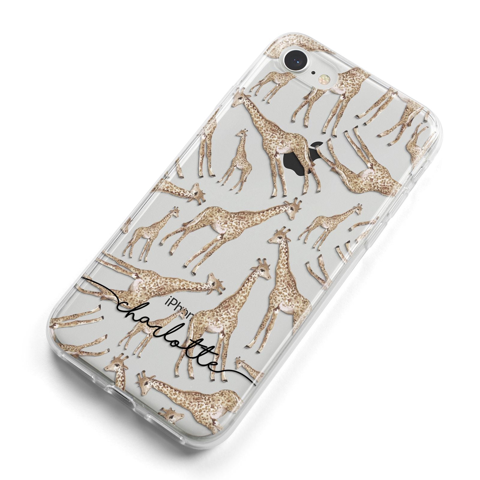 Personalised Giraffes with Name iPhone 8 Bumper Case on Silver iPhone Alternative Image