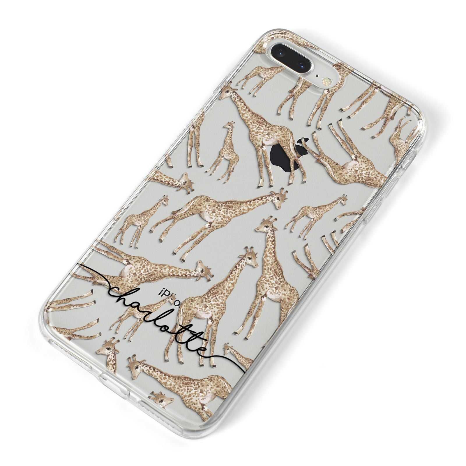 Personalised Giraffes with Name iPhone 8 Plus Bumper Case on Silver iPhone Alternative Image