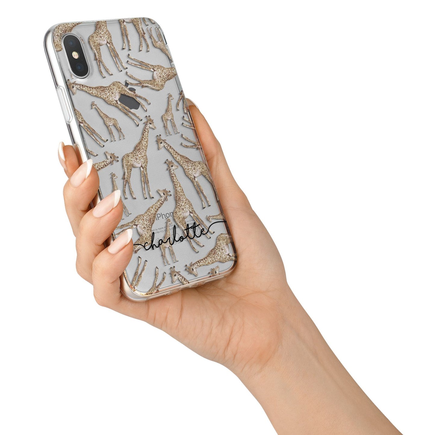 Personalised Giraffes with Name iPhone X Bumper Case on Silver iPhone Alternative Image 2