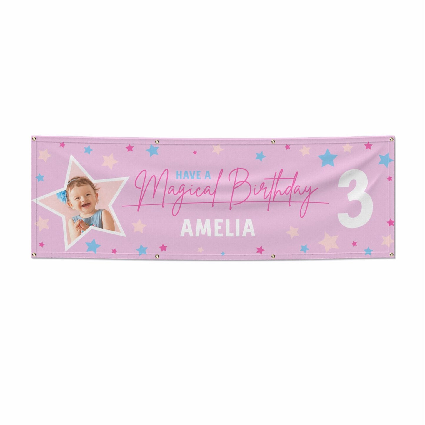 Personalised Girls Birthday Party 6x2 Vinly Banner with Grommets