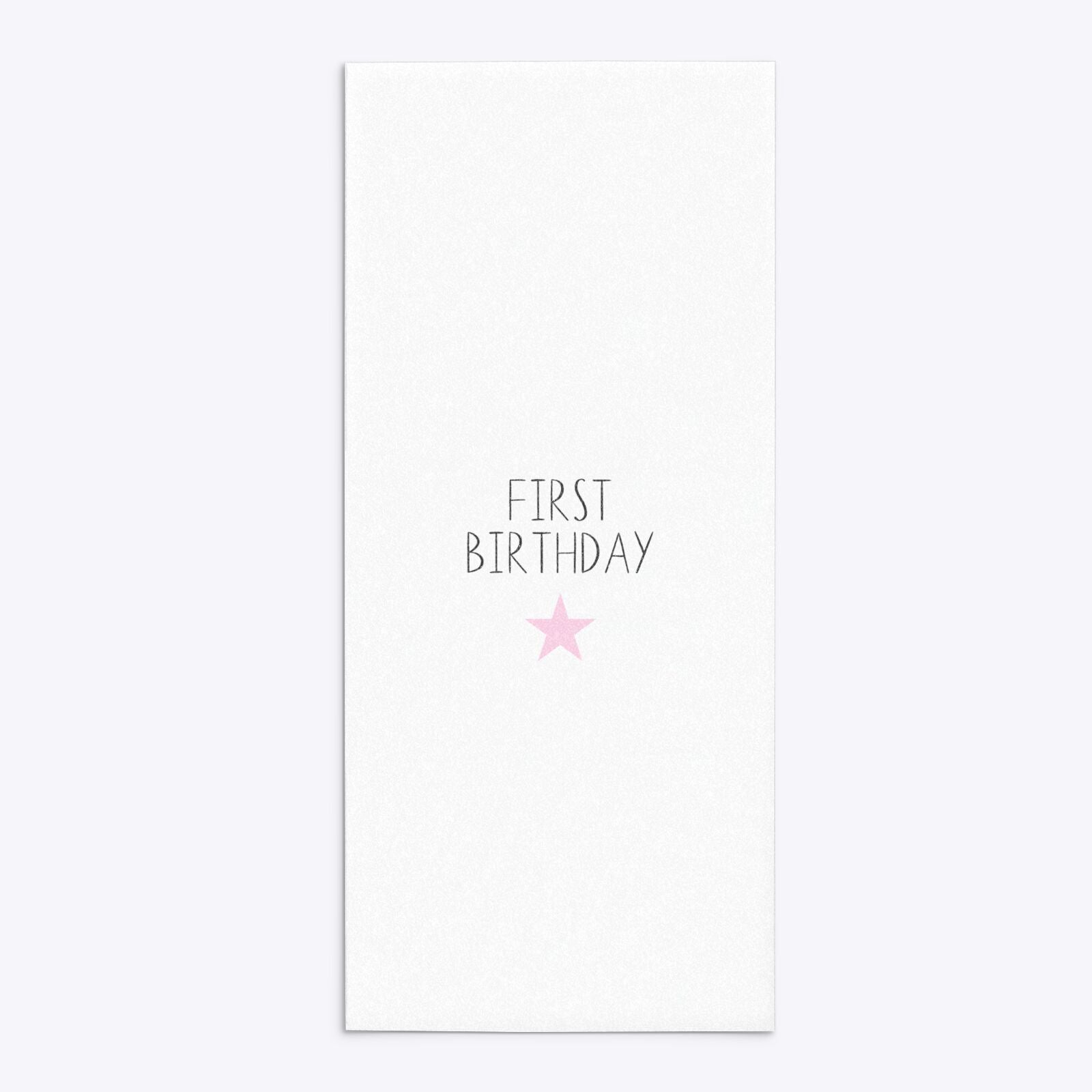 Personalised Girls First Birthday 4x9 Rectangle Invitation Glitter Back Image