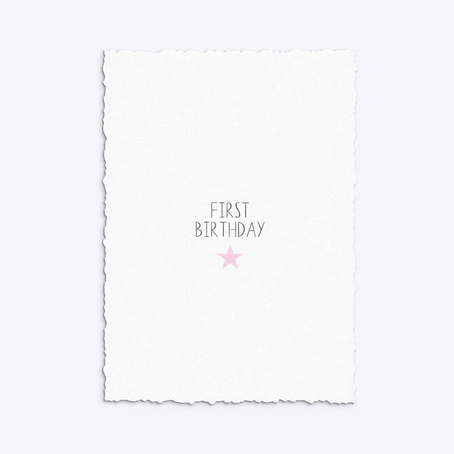 Personalised Girls First Birthday Deckle Invitation Glitter Back Image