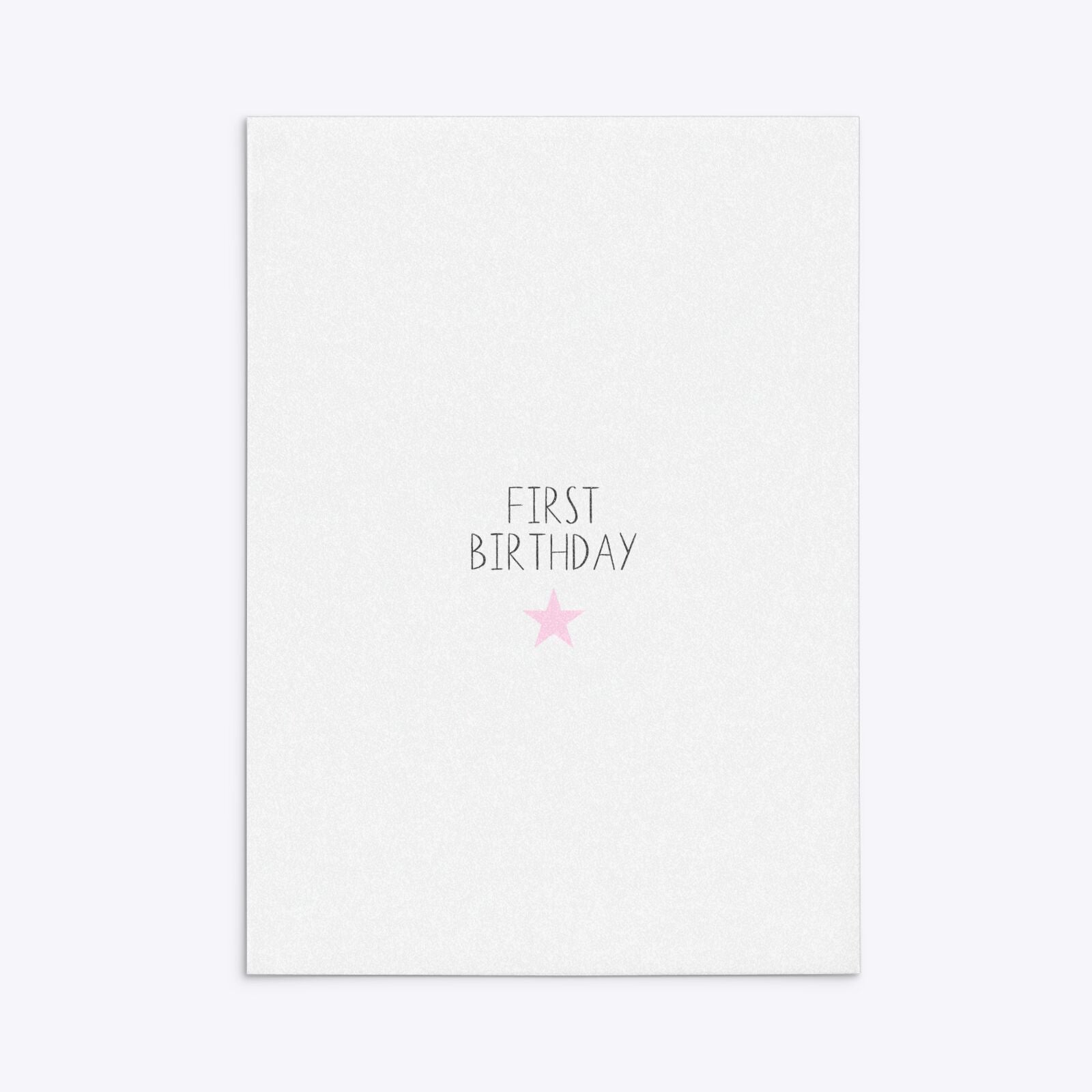 Personalised Girls First Birthday Rectangle Invitation Glitter Back Image