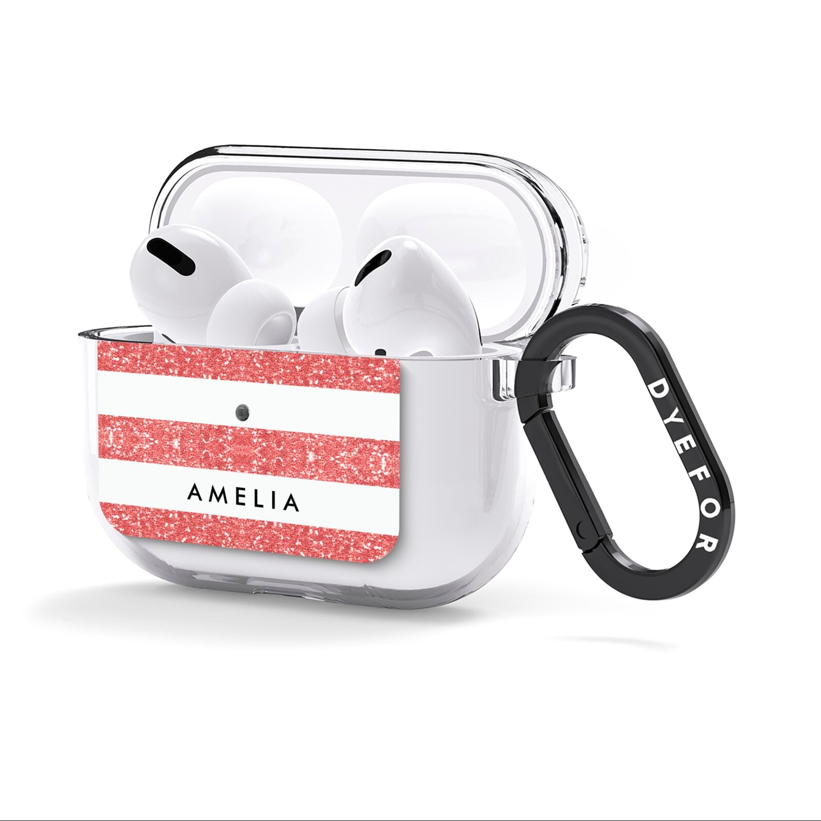 Personalised Glitter Effect Name Initials AirPods Clear Case 3rd Gen Side Image