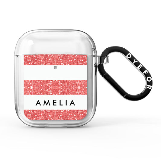 Personalised Glitter Effect Name Initials AirPods Clear Case