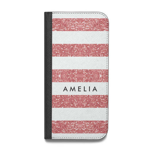 Personalised Glitter Effect Name Initials Vegan Leather Flip iPhone Case