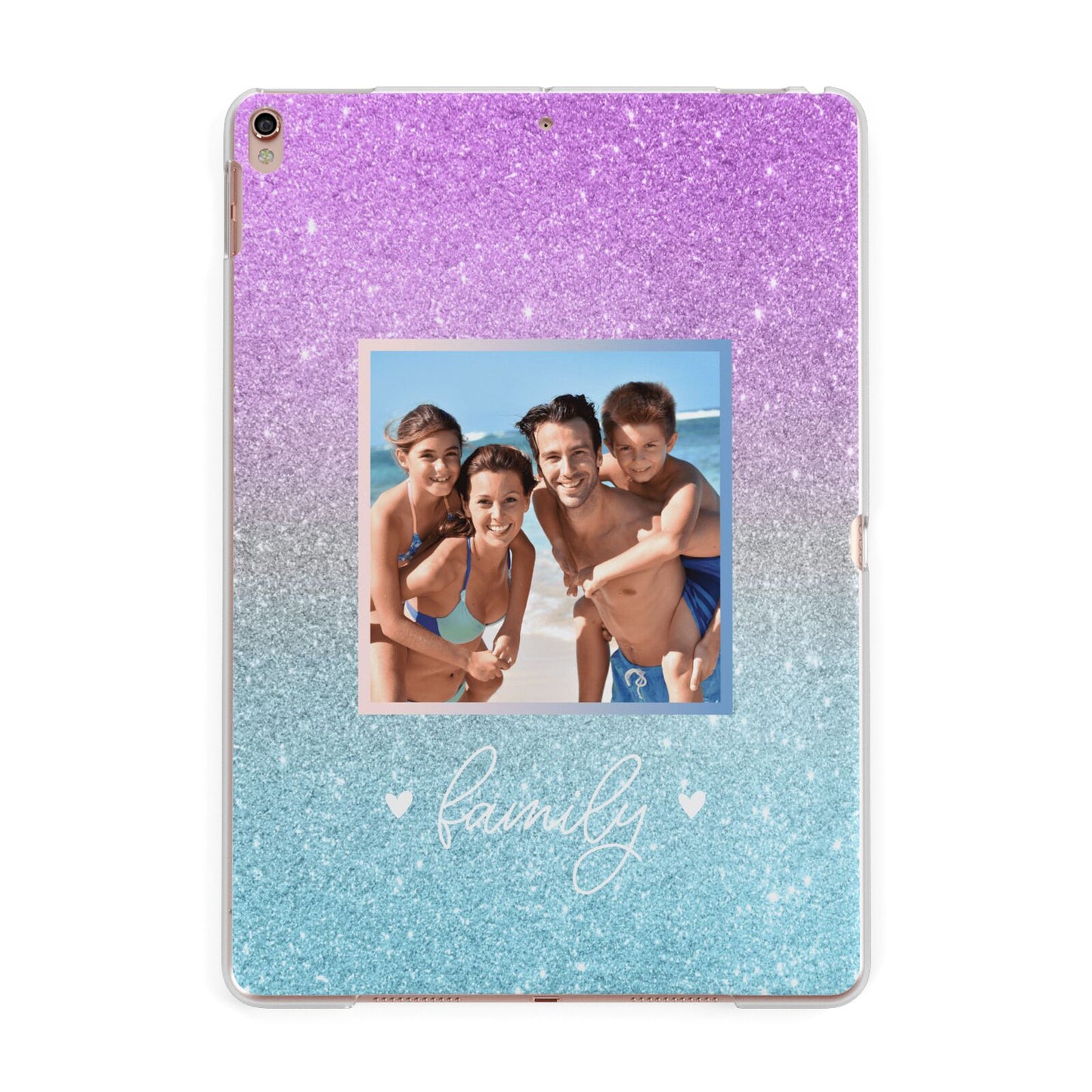 Personalised Glitter Photo Apple iPad Rose Gold Case