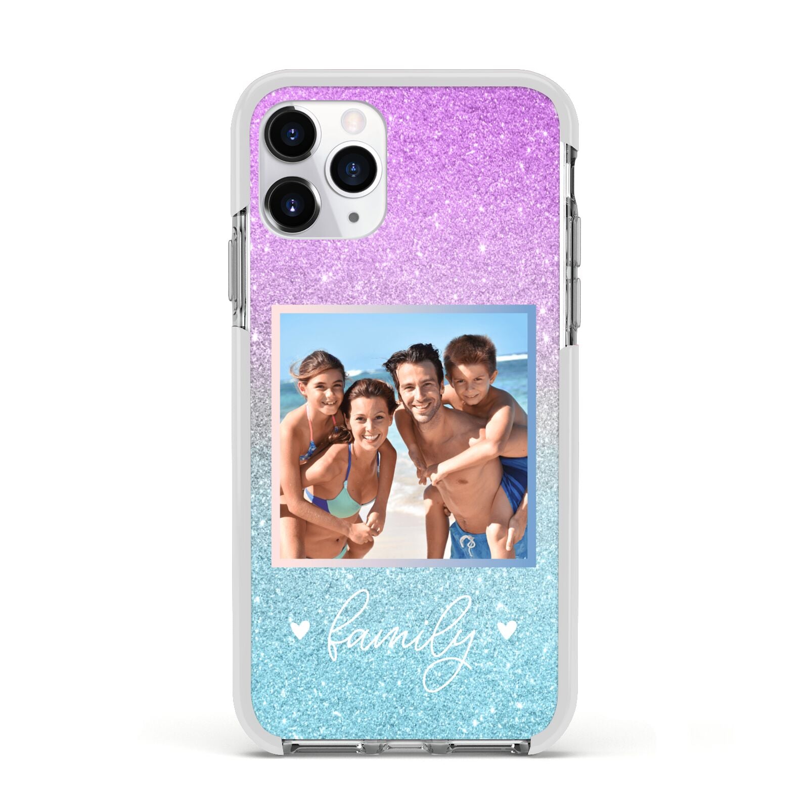 Personalised Glitter Photo Apple iPhone 11 Pro in Silver with White Impact Case