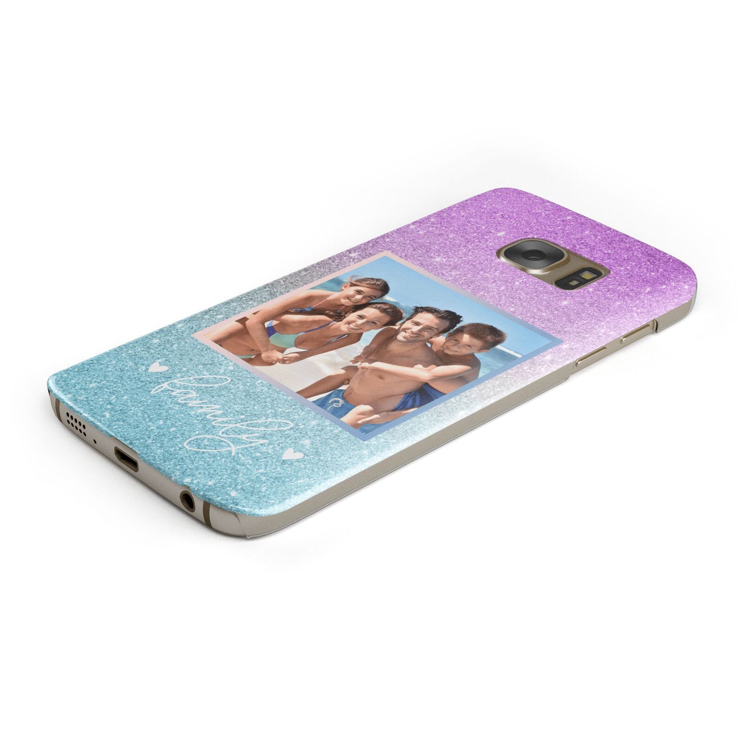 Personalised Glitter Photo Protective Samsung Galaxy Case Angled Image