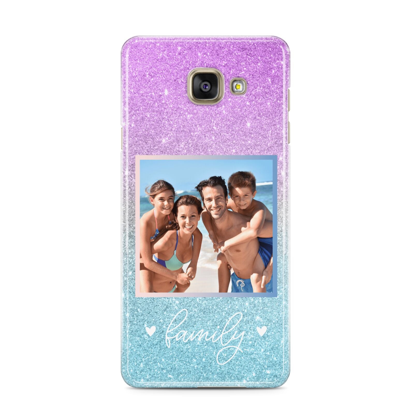 Personalised Glitter Photo Samsung Galaxy A3 2016 Case on gold phone