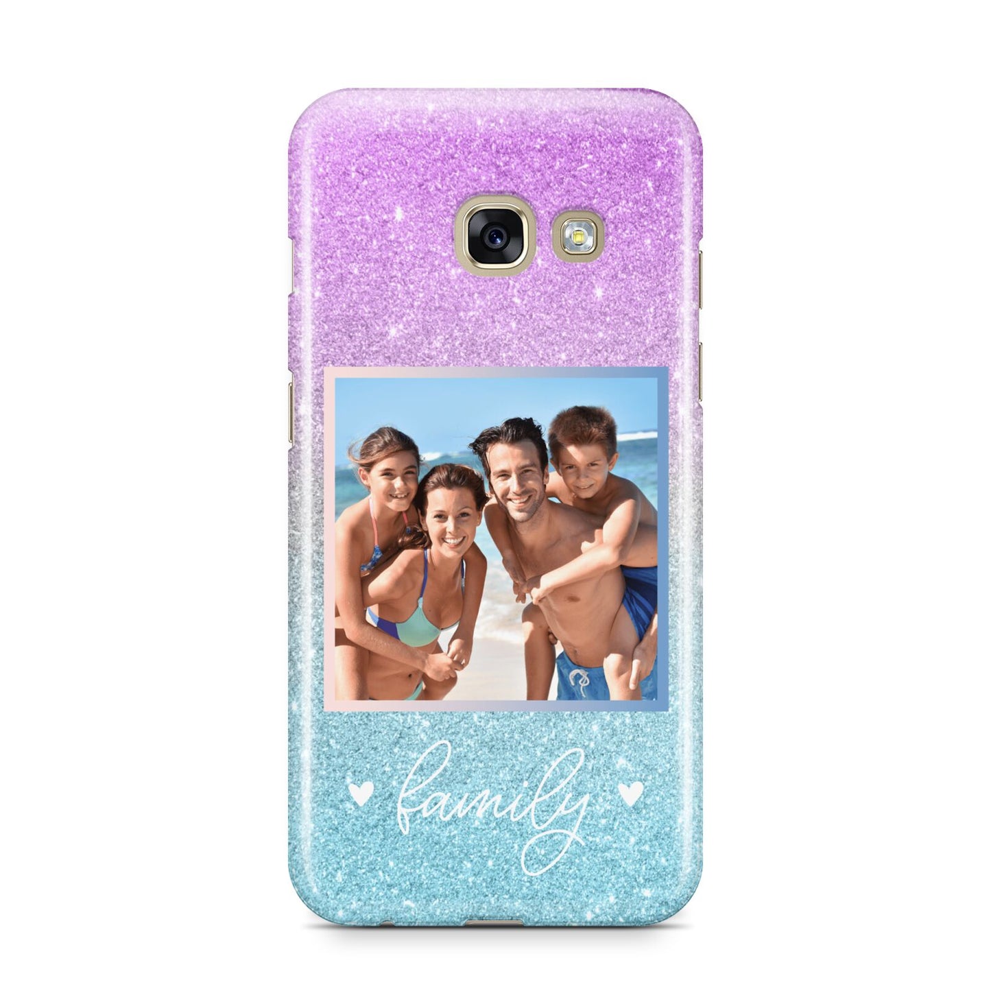 Personalised Glitter Photo Samsung Galaxy A3 2017 Case on gold phone