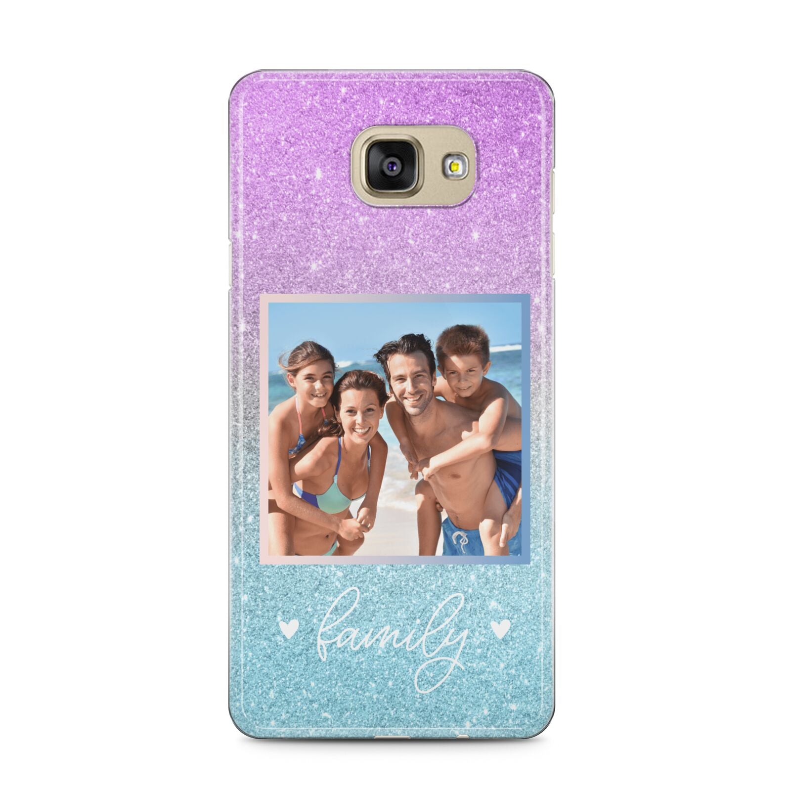 Personalised Glitter Photo Samsung Galaxy A5 2016 Case on gold phone