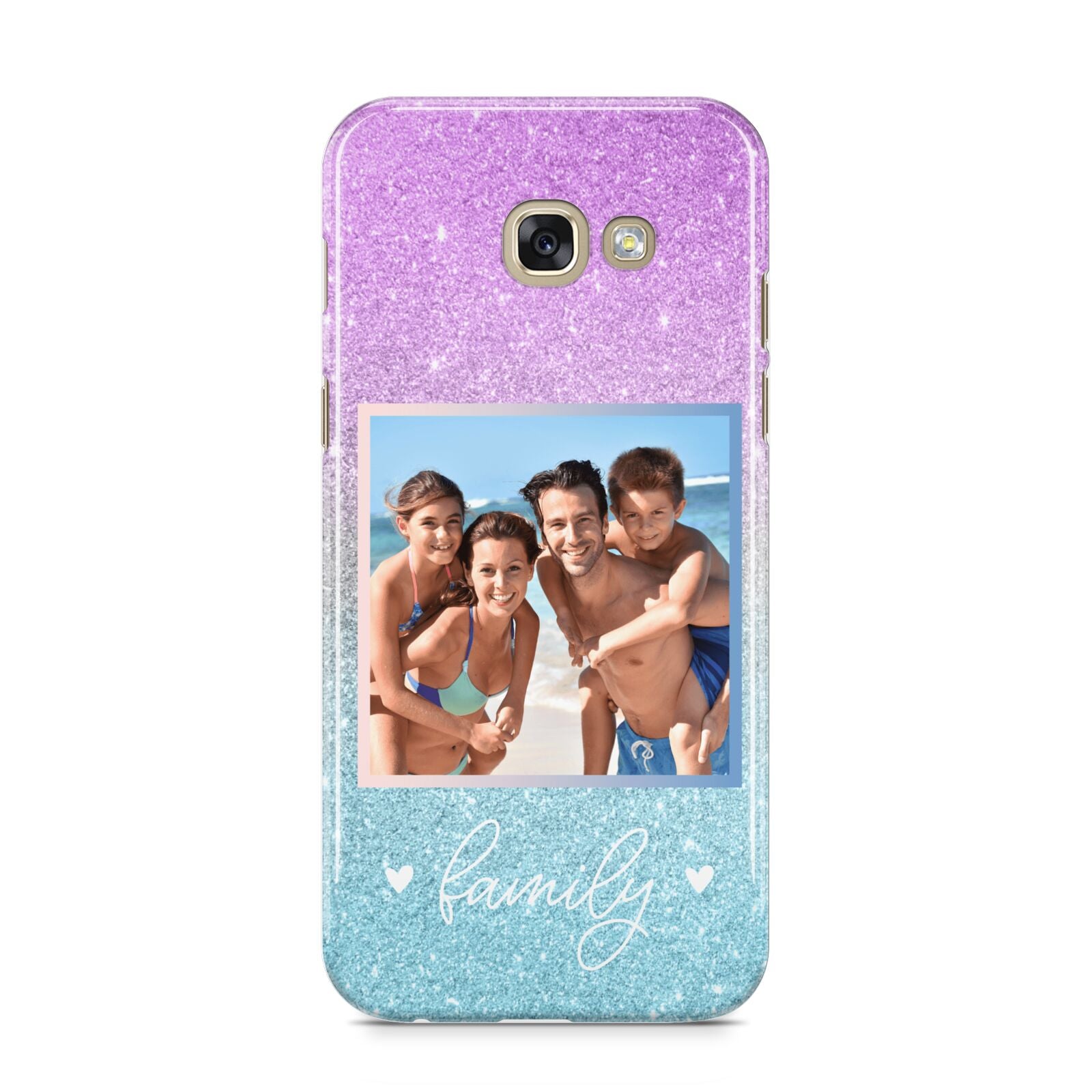 Personalised Glitter Photo Samsung Galaxy A5 2017 Case on gold phone