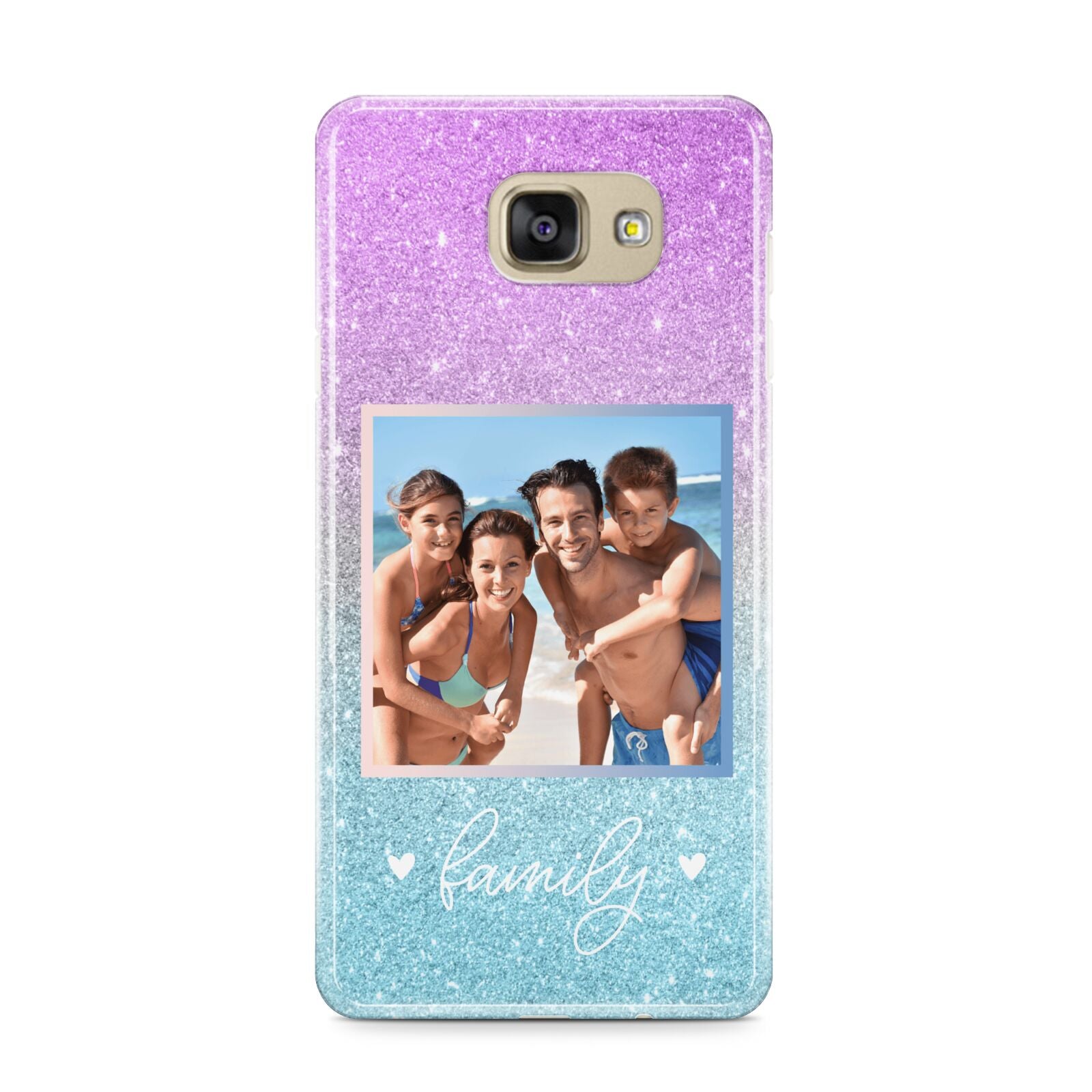 Personalised Glitter Photo Samsung Galaxy A9 2016 Case on gold phone