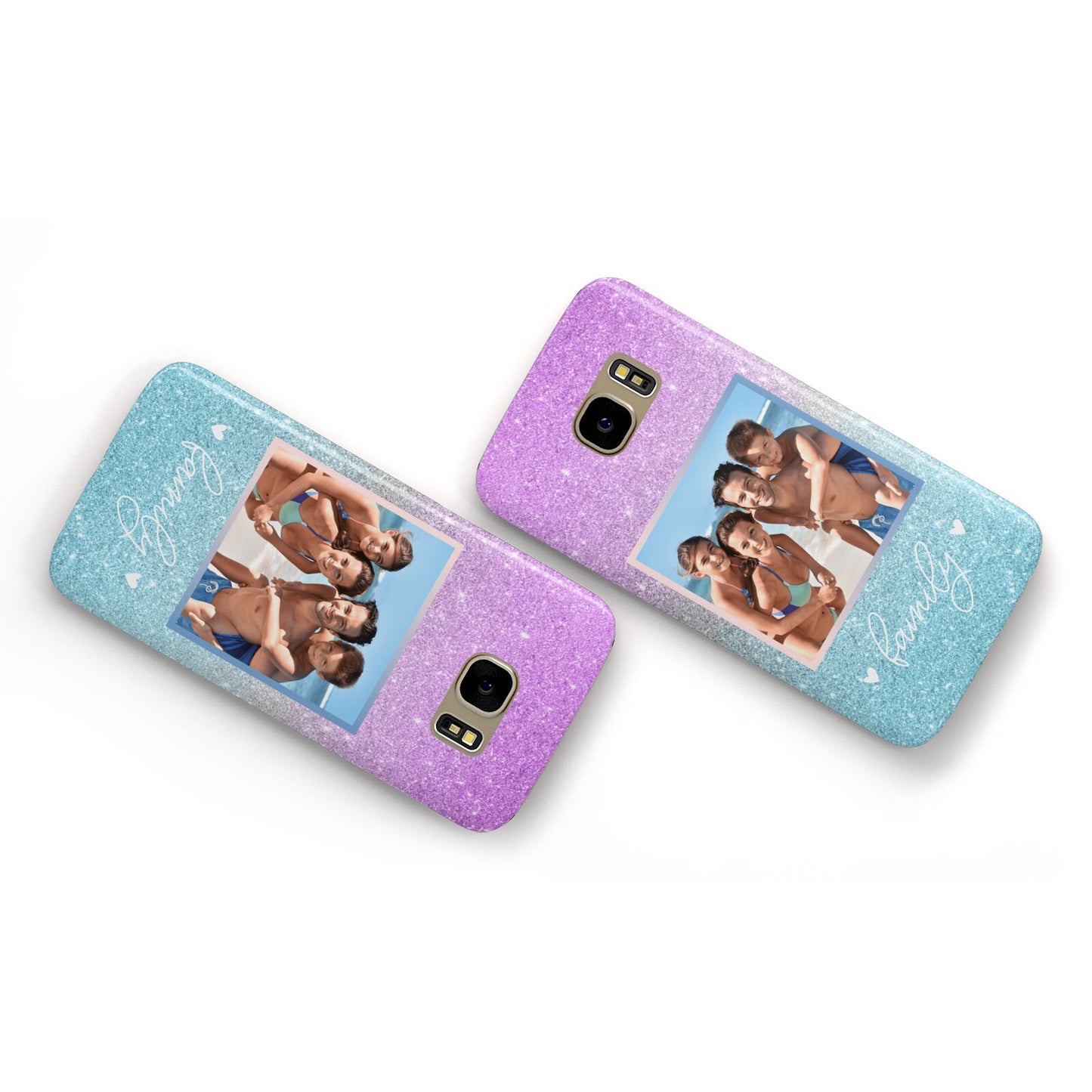 Personalised Glitter Photo Samsung Galaxy Case Flat Overview