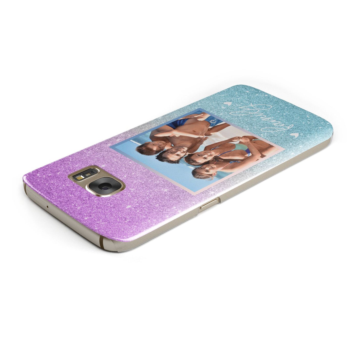 Personalised Glitter Photo Samsung Galaxy Case Top Cutout