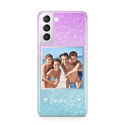 Personalised Glitter Photo Samsung S21 Case