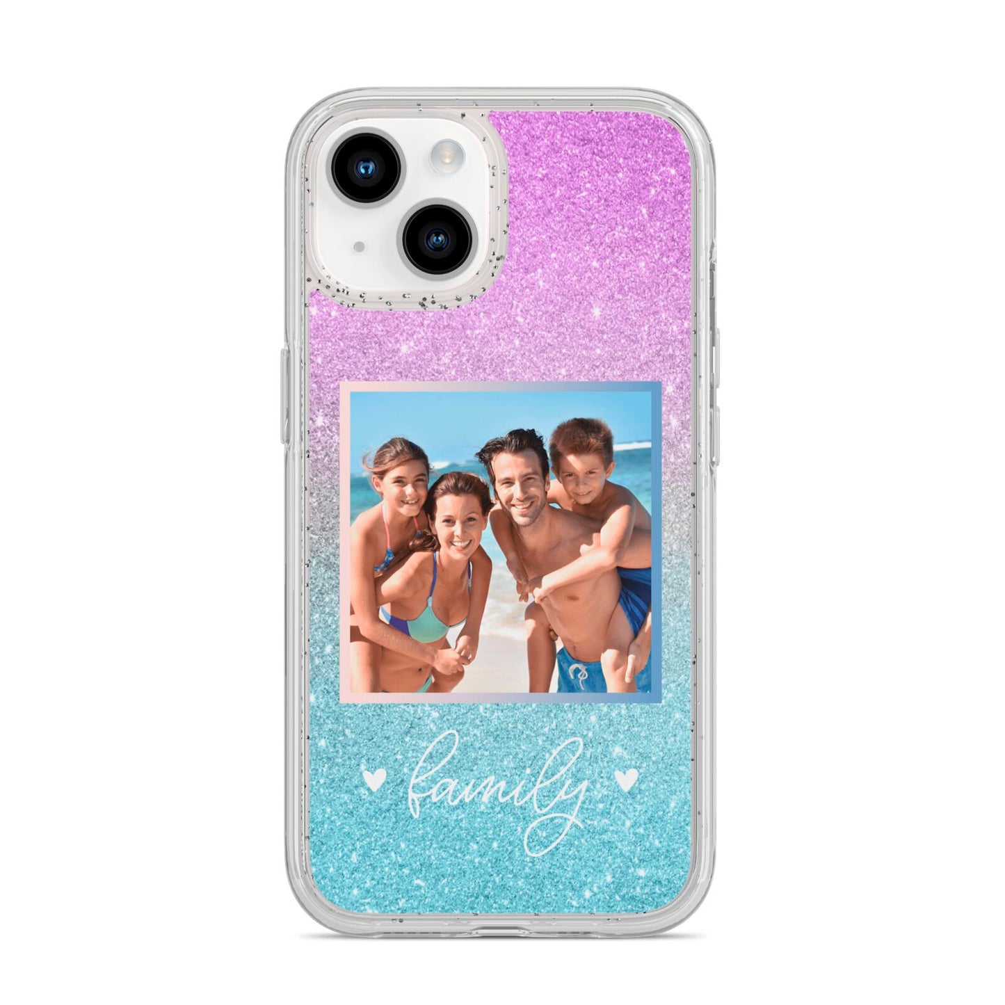 Personalised Glitter Photo iPhone 14 Glitter Tough Case Starlight