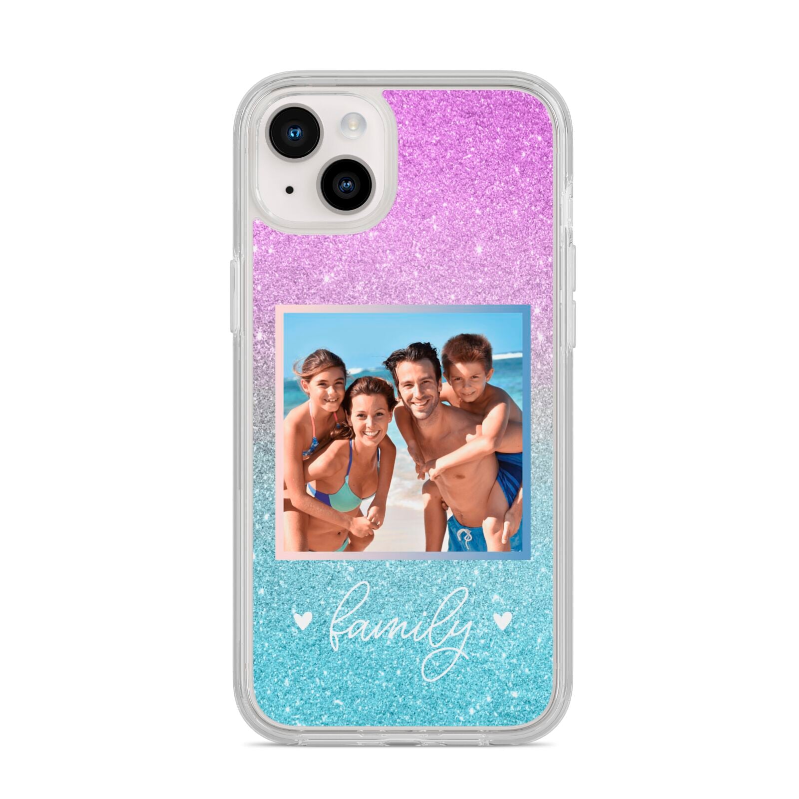 Personalised Glitter Photo iPhone 14 Plus Clear Tough Case Starlight