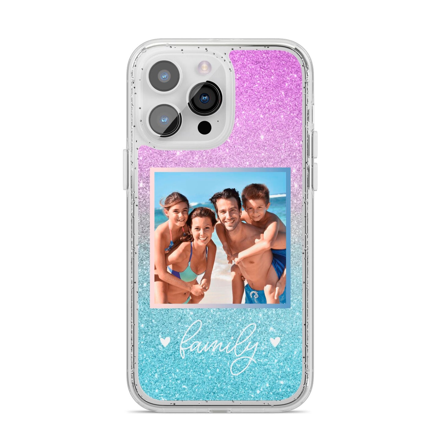 Personalised Glitter Photo iPhone 14 Pro Max Glitter Tough Case Silver