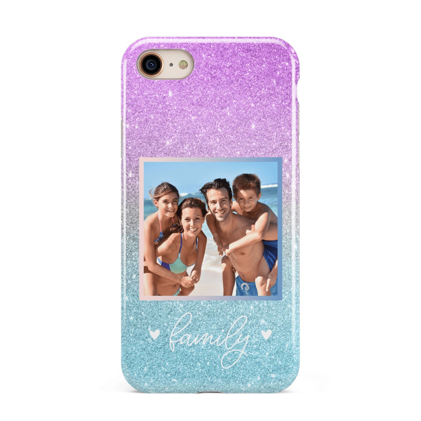 Personalised Glitter Photo iPhone 8 3D Tough Case on Gold Phone