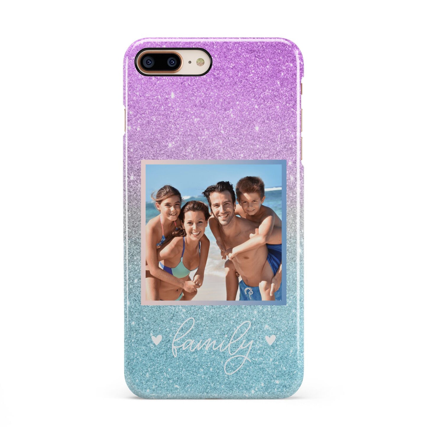 Personalised Glitter Photo iPhone 8 Plus 3D Snap Case on Gold Phone