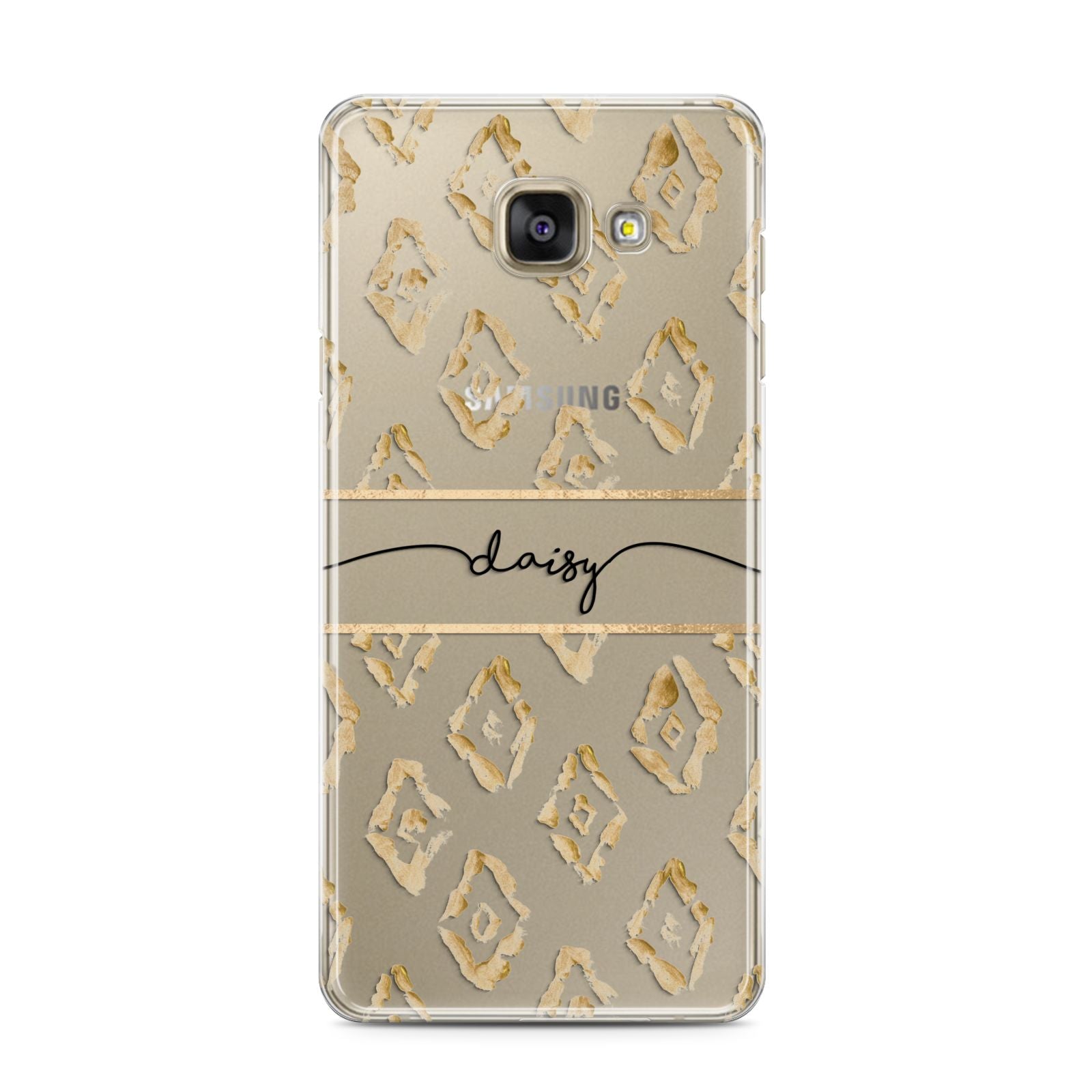 Personalised Gold Aztec Samsung Galaxy A3 2016 Case on gold phone