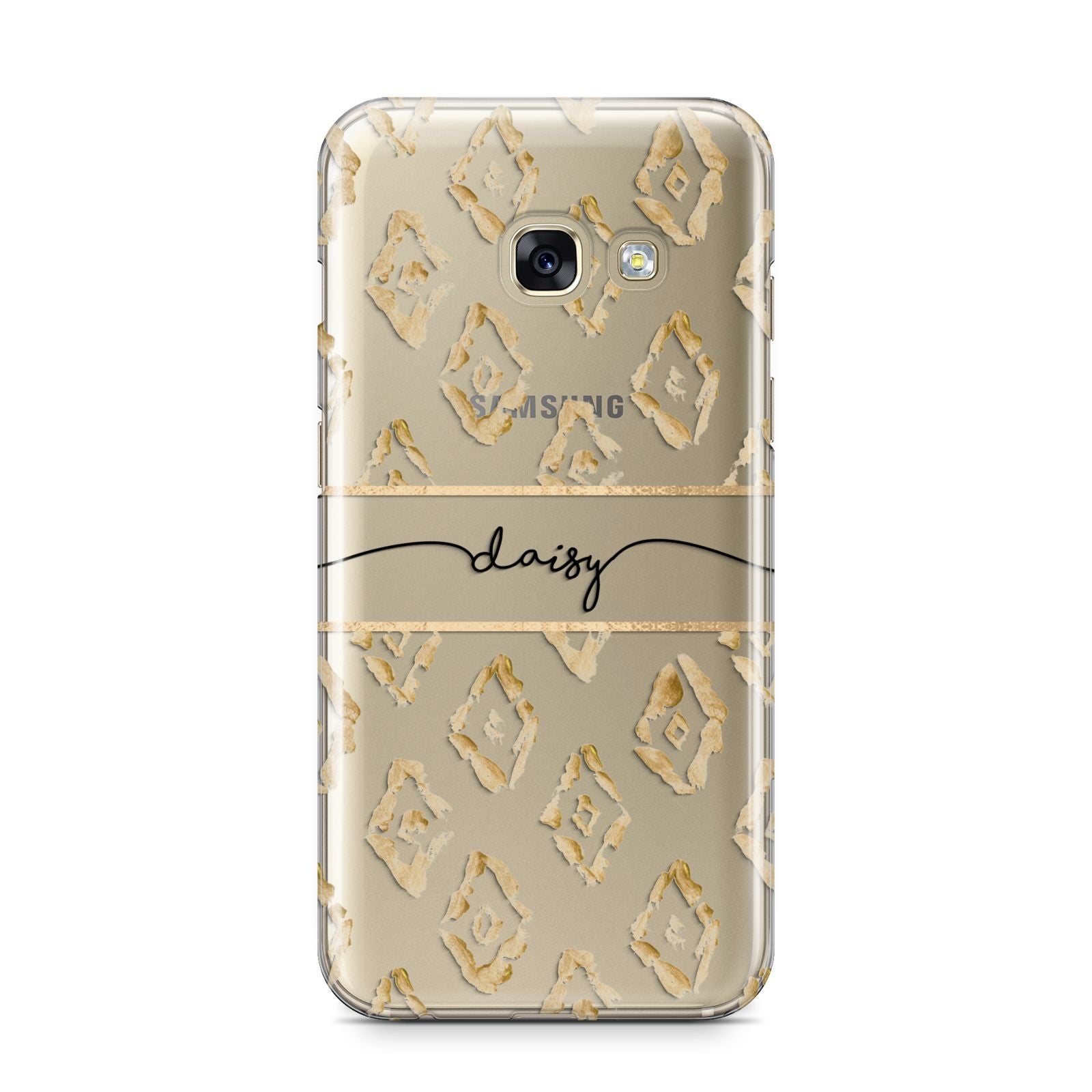 Personalised Gold Aztec Samsung Galaxy A3 2017 Case on gold phone