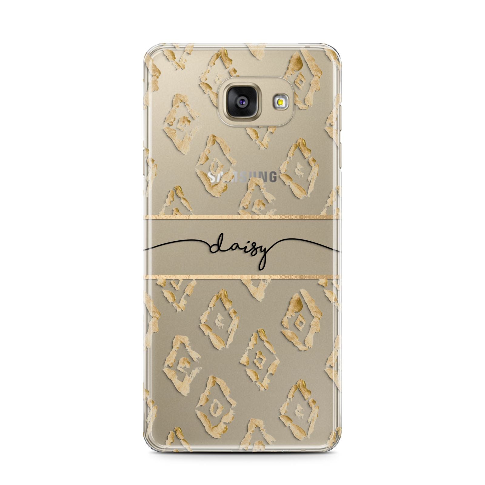 Personalised Gold Aztec Samsung Galaxy A7 2016 Case on gold phone