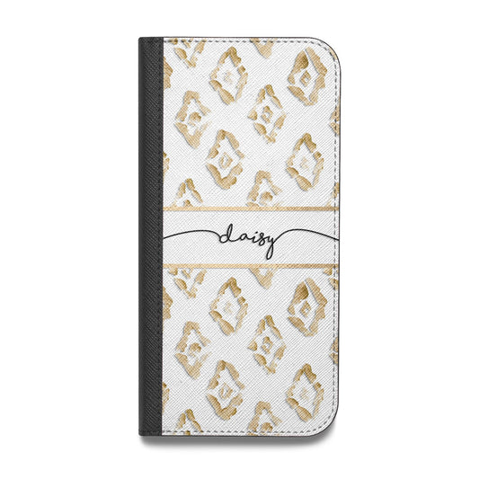 Personalised Gold Aztec Vegan Leather Flip iPhone Case