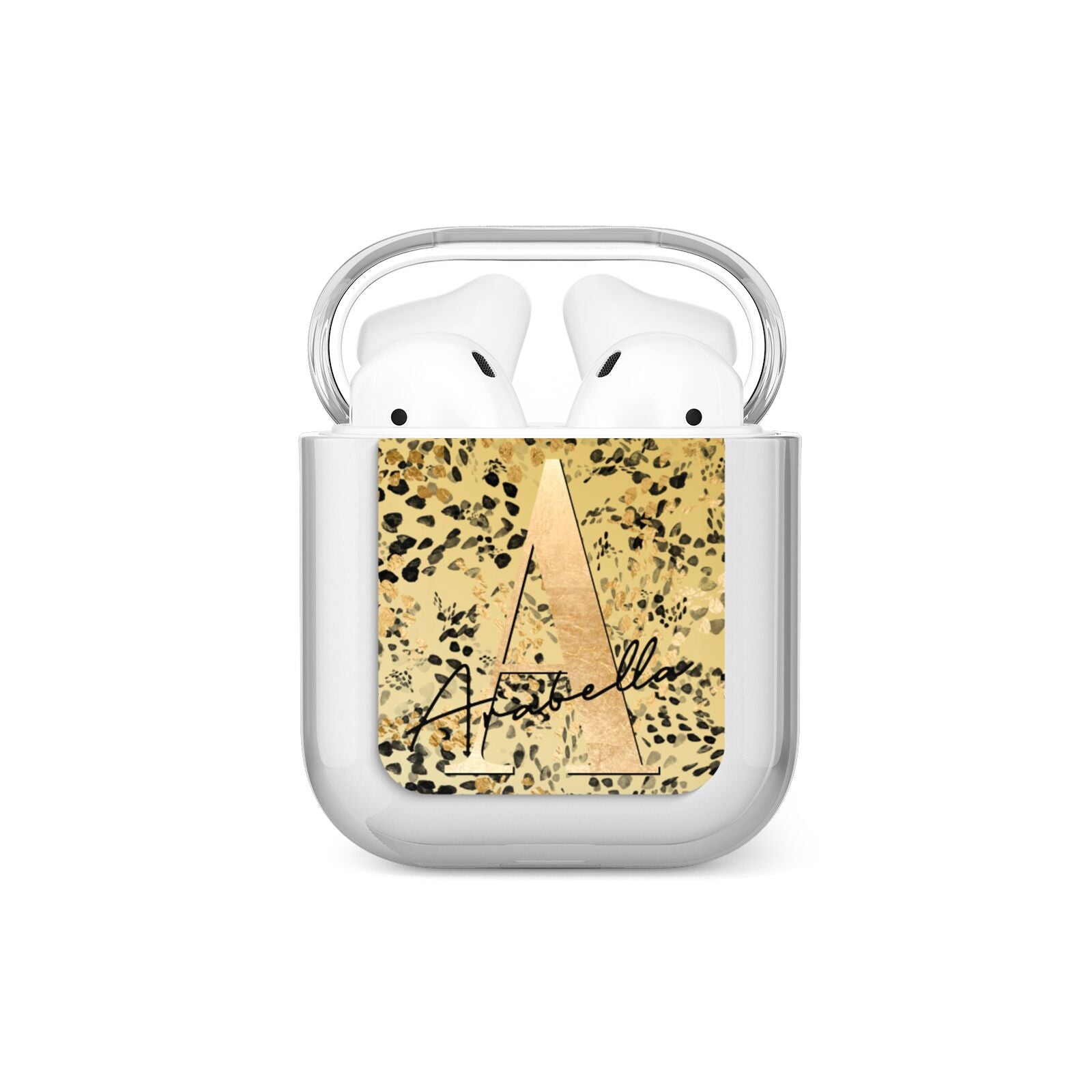 Personalised Gold Black Cheetah AirPods Case