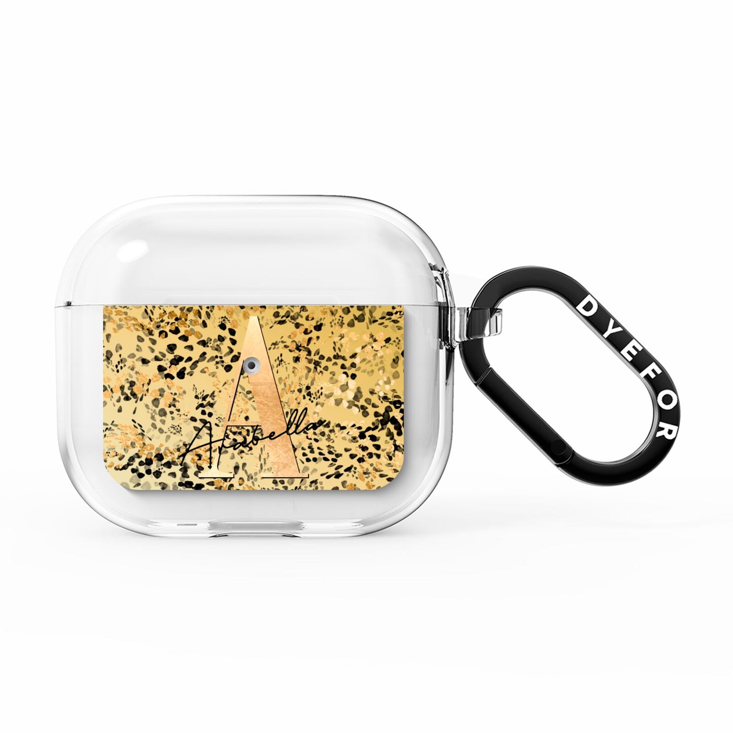 Personalised Gold Black Cheetah AirPods Clear Case 3rd Gen