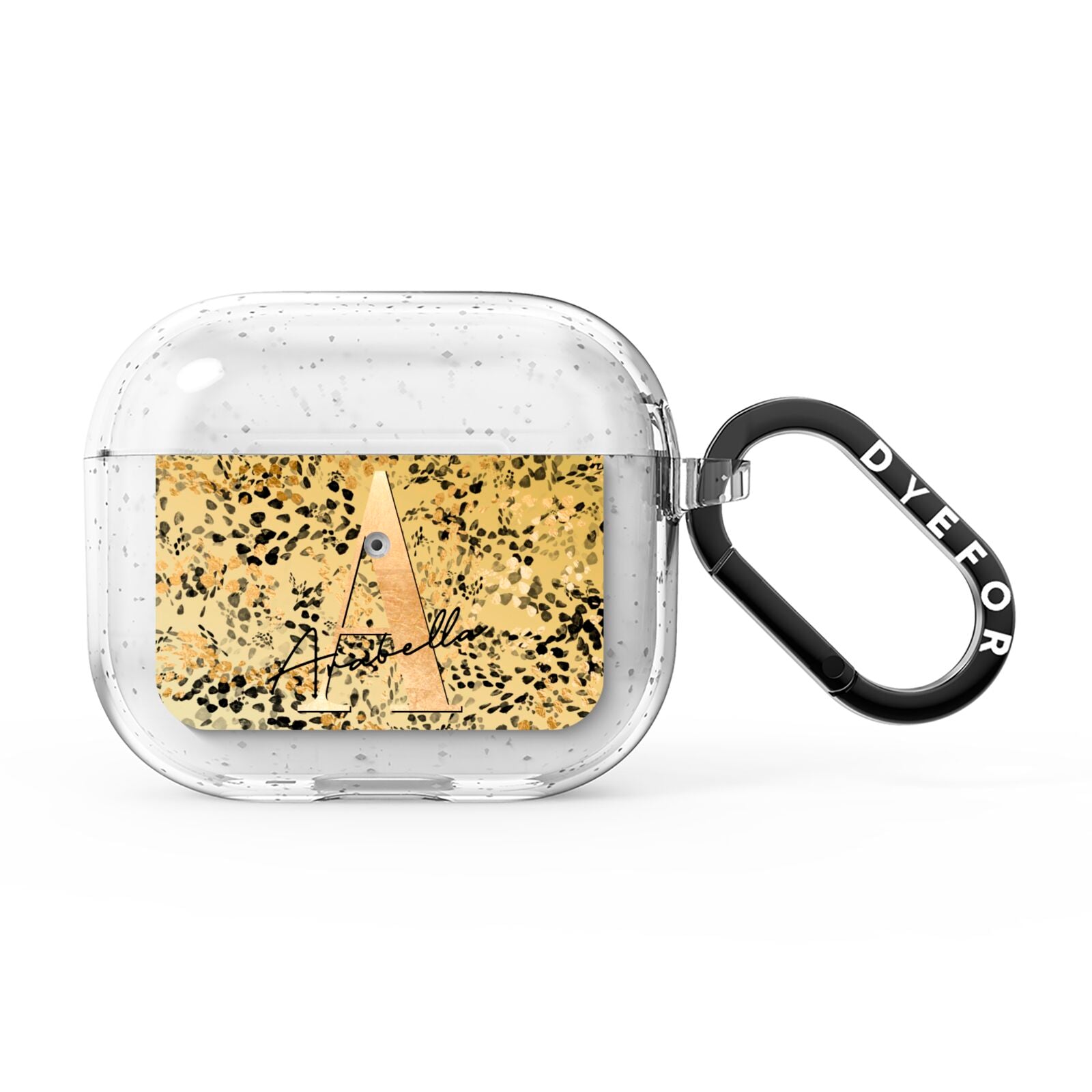 Personalised Gold Black Cheetah AirPods Glitter Case 3rd Gen