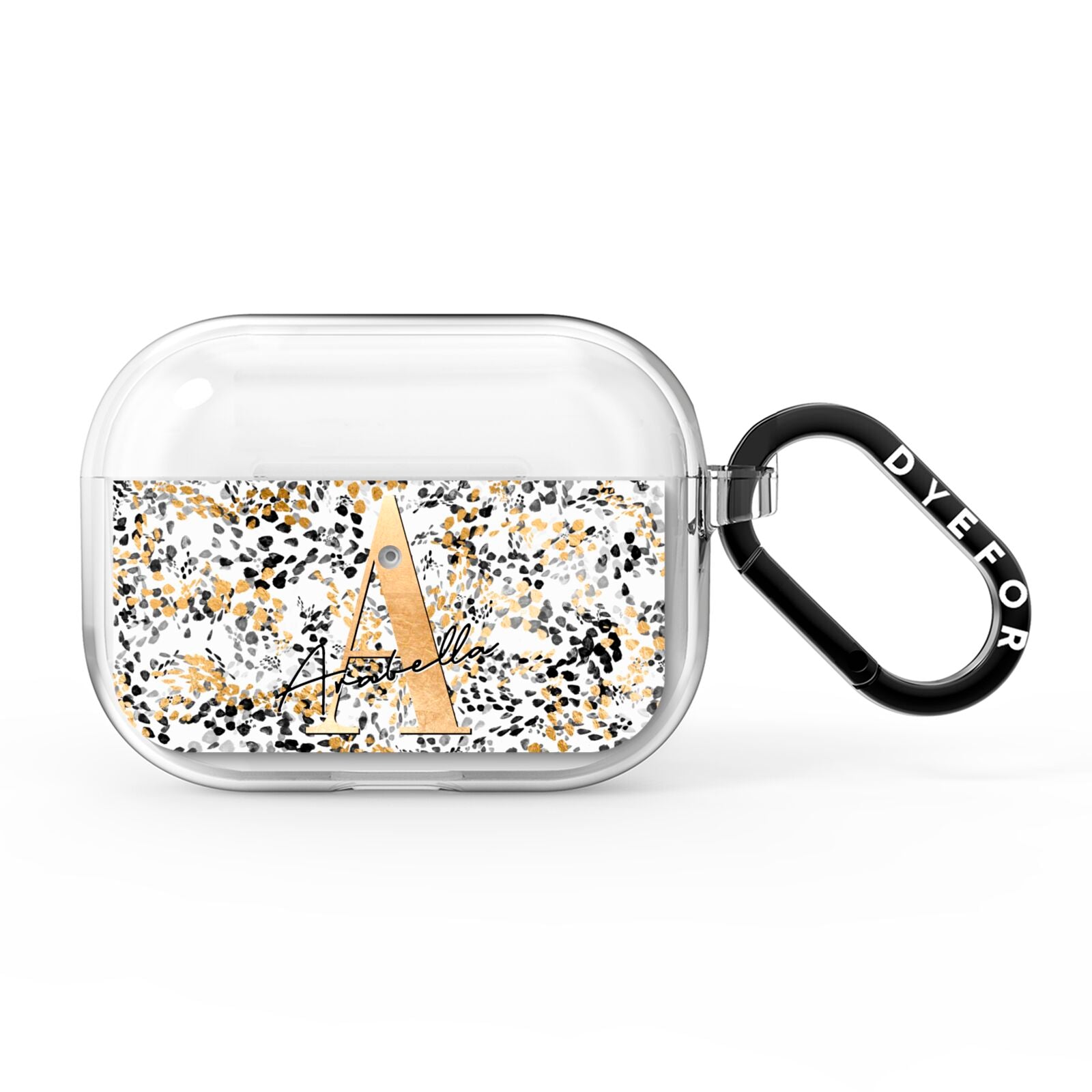 Personalised Gold Black Cheetah AirPods Pro Clear Case