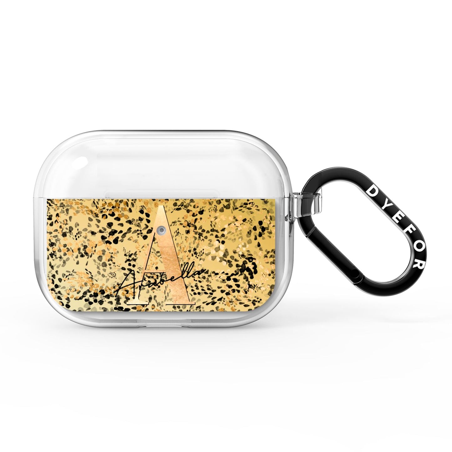 Personalised Gold Black Cheetah AirPods Pro Clear Case