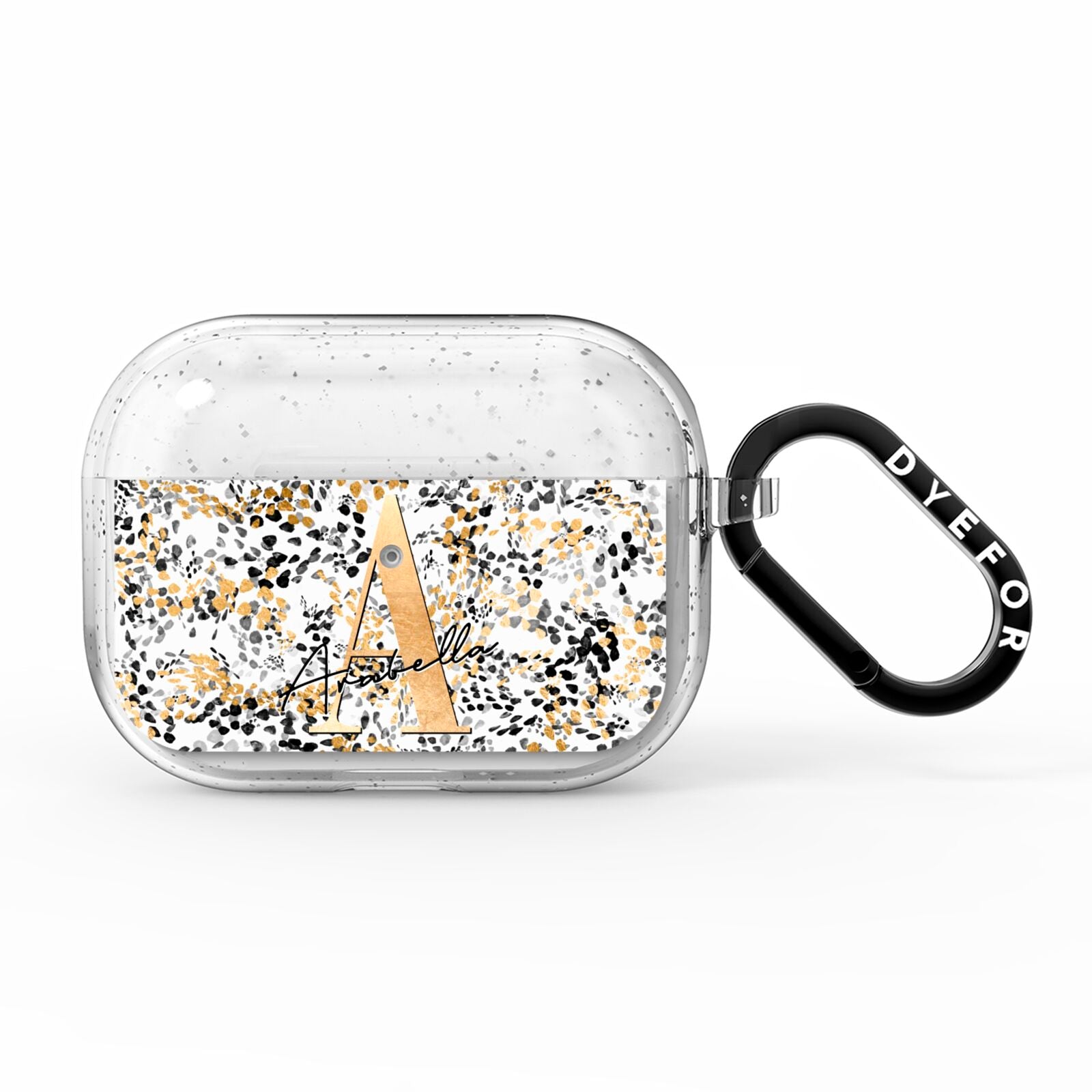 Personalised Gold Black Cheetah AirPods Pro Glitter Case