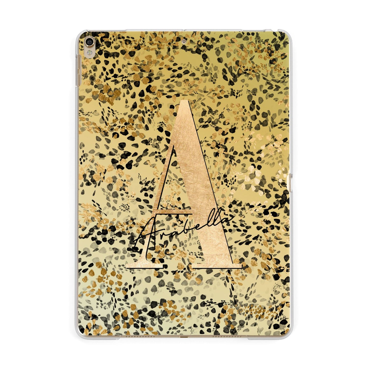 Personalised Gold Black Cheetah Apple iPad Gold Case