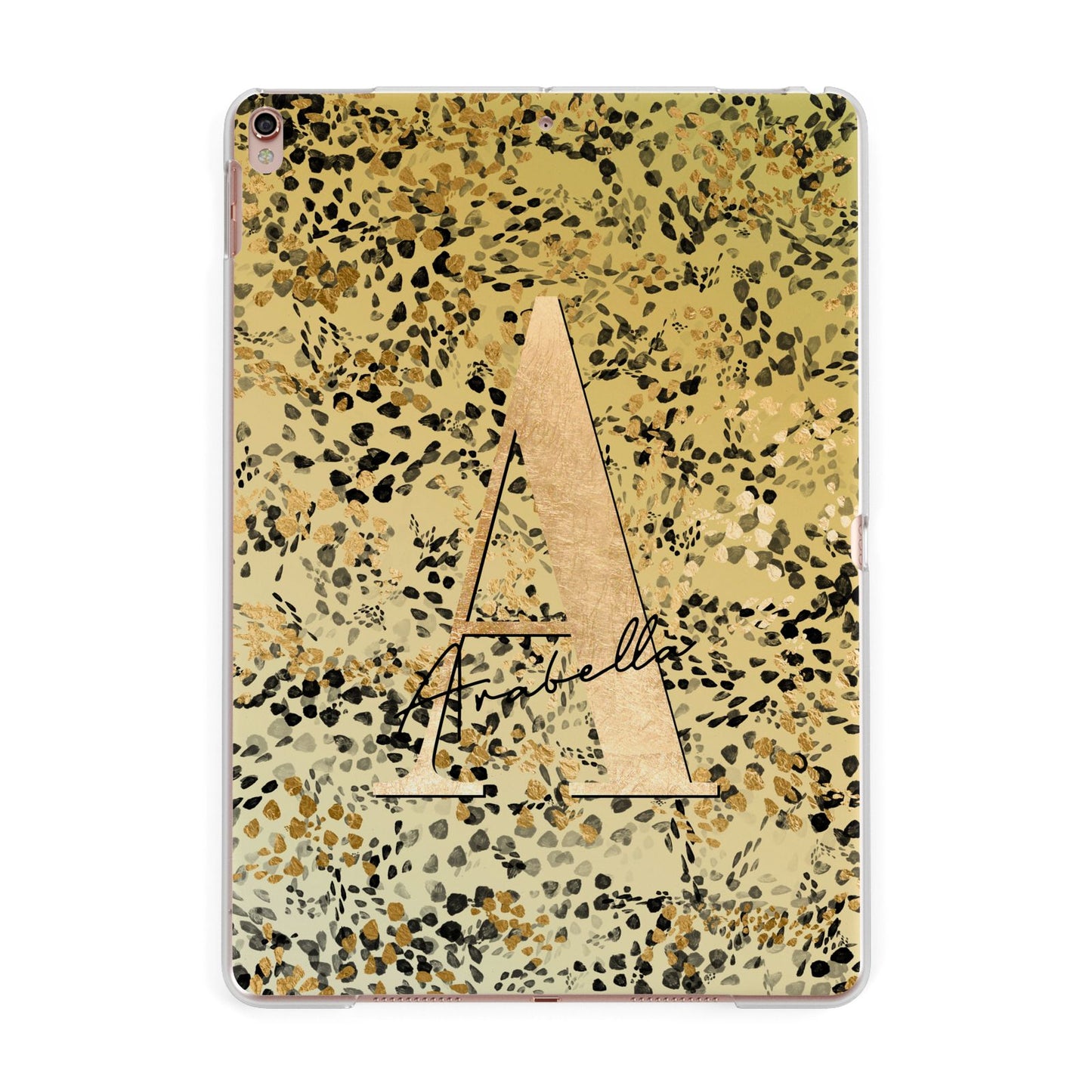 Personalised Gold Black Cheetah Apple iPad Rose Gold Case