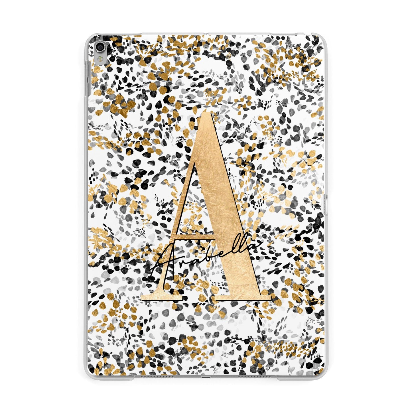 Personalised Gold Black Cheetah Apple iPad Silver Case