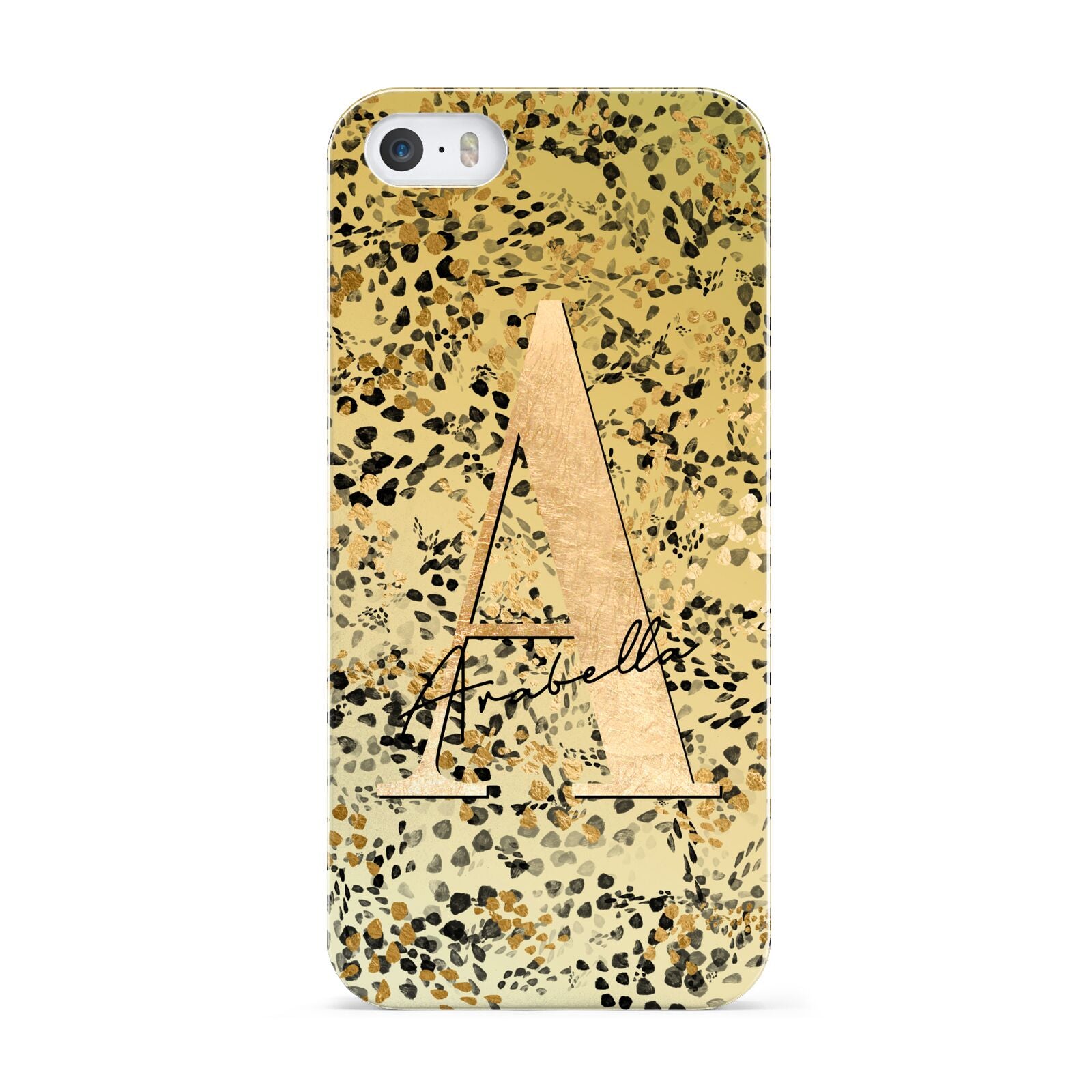 Personalised Gold Black Cheetah Apple iPhone 5 Case