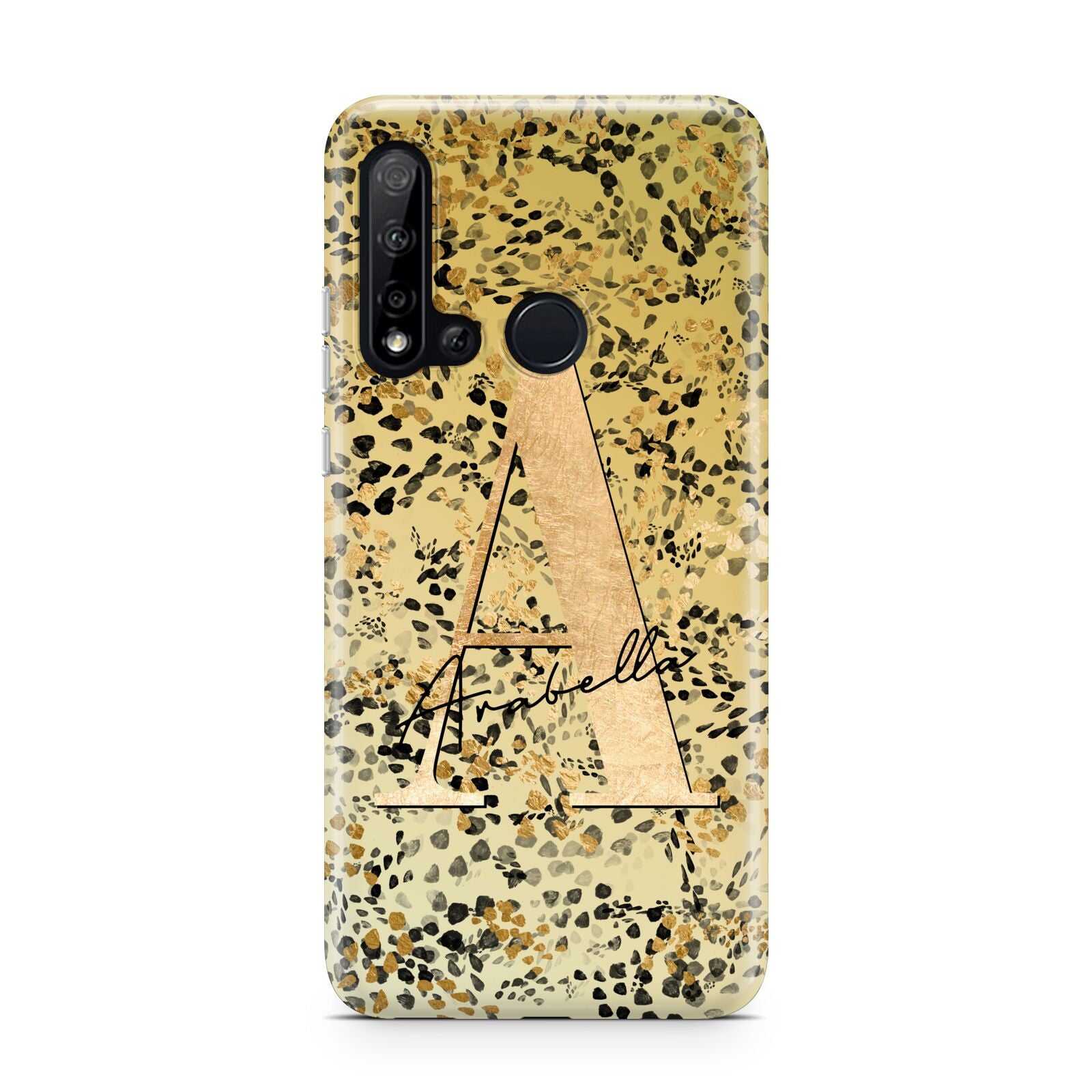 Personalised Gold Black Cheetah Huawei P20 Lite 5G Phone Case