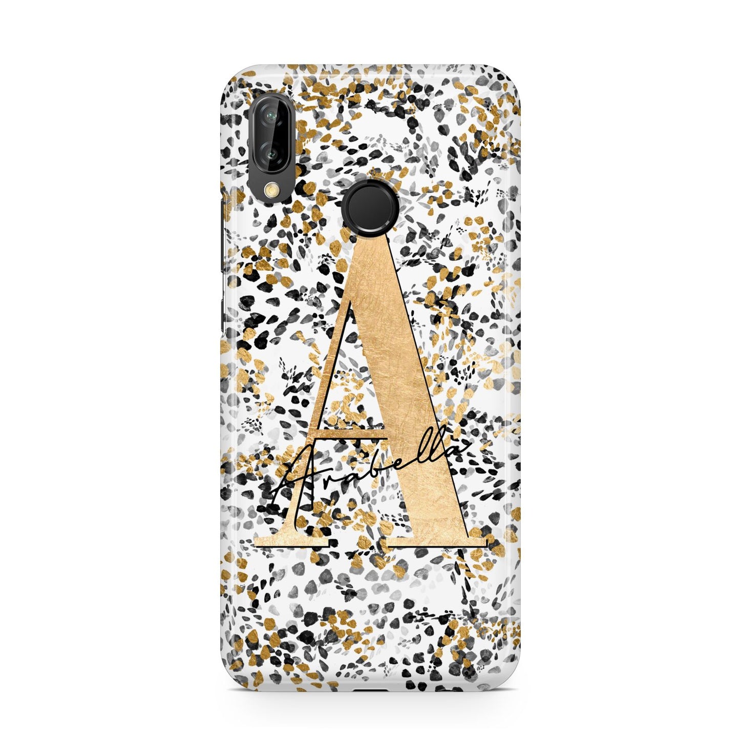 Personalised Gold Black Cheetah Huawei P20 Lite Phone Case